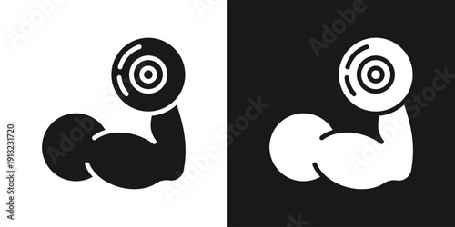 Arm Power Icon In Black And White Glyph Style