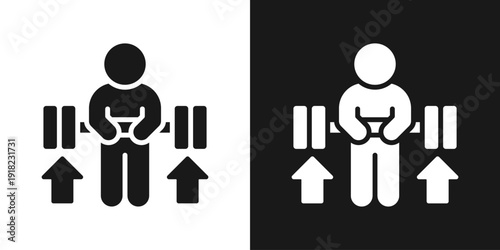 Weight Lift Icon In Black And White Glyph Style