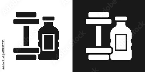Gym Nutrition Icon In Black And White Glyph Style