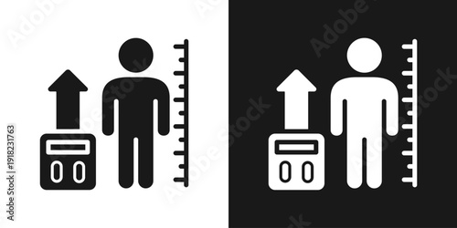 Body Measure Icon In Black And White Glyph Style