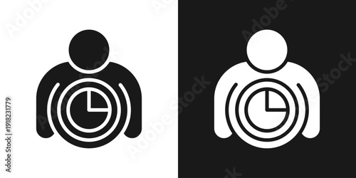 Time Fitness Icon In Black And White Glyph Style