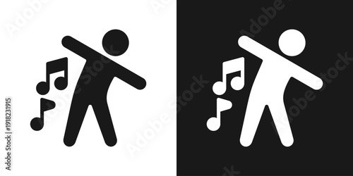 Dance Fitness Icon In Black And White Glyph Style