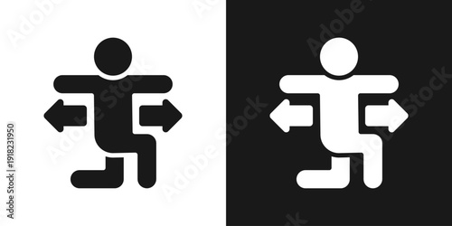 Side Stretch Icon In Black And White Glyph Style