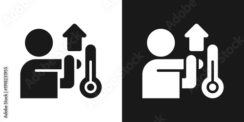 Body Temperature Icon In Black And White Glyph Style
