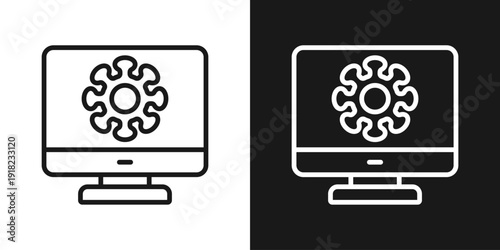 Threat Detection Icon In Black And White Line Style