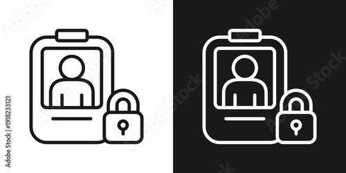 User Protection Icon In Black And White Line Style