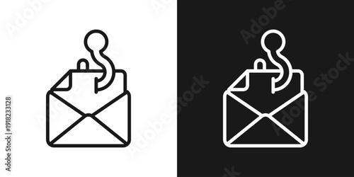 Phishing Alert Icon In Black And White Line Style