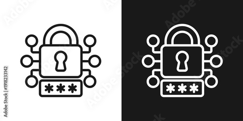 Password Security Icon In Black And White Line Style
