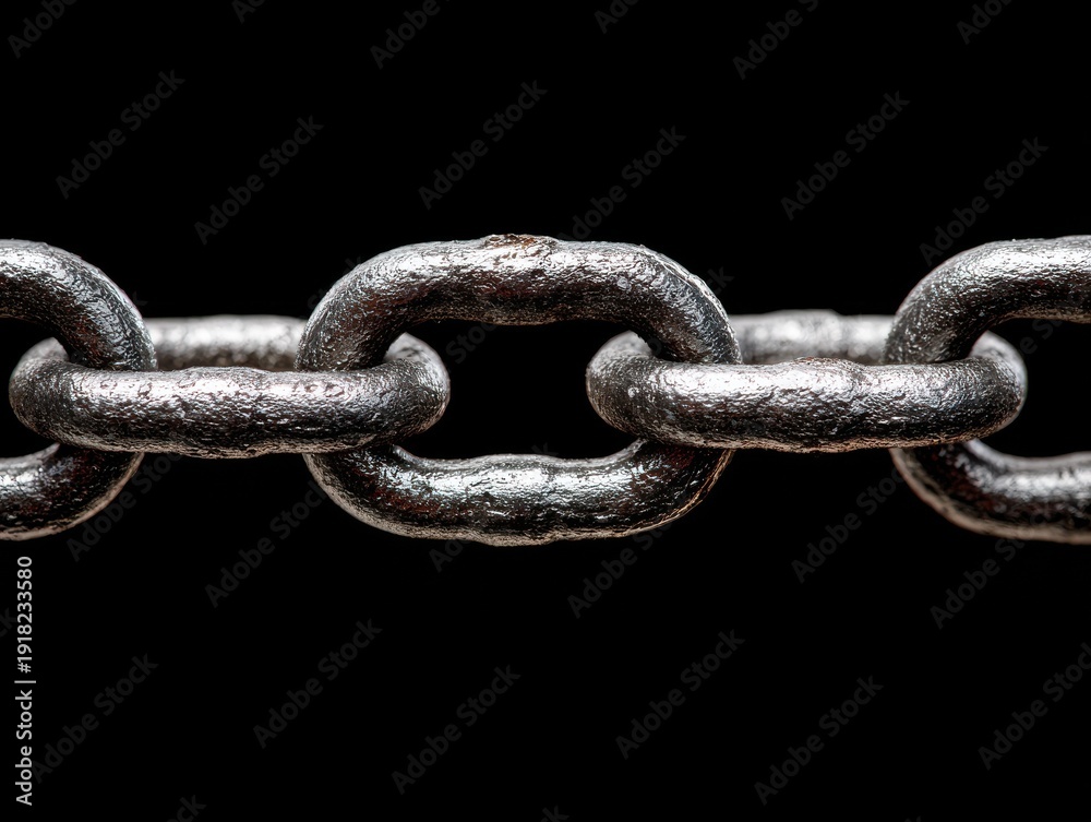 Fototapeta premium chain links connected isolated on a black background