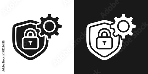 Secure Automation Icon In Black And White Glyph Style