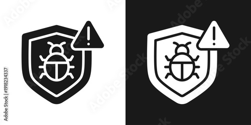 Bug Alert Icon In Black And White Glyph Style