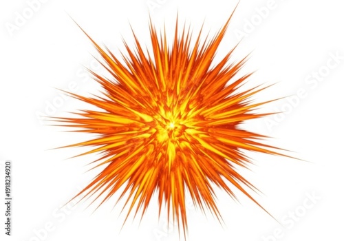 A vibrant orange and yellow explosion on a white background