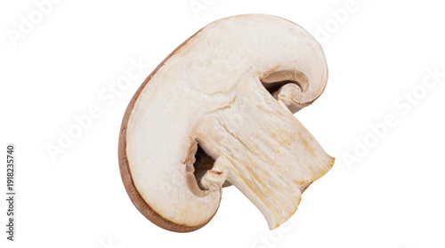 Fresh brown mushroom slice isolated on transparent background ready for cooking