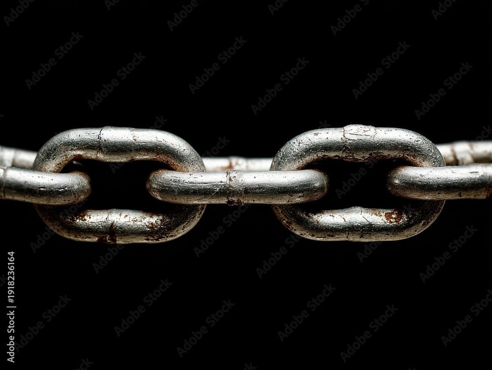 Obraz premium chain links connected isolated on a black background