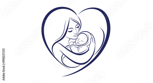 Mother holding baby in a heart shape.