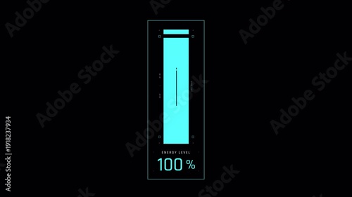 Futuristic Digital Progress Bar Animation with Percentage Displaying Loading and Completion on a Black Background.