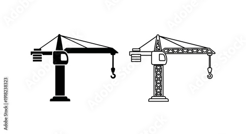 Industrial crane equipment heavy machinery construction lifting tools vector illustration Vector