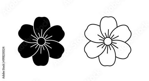 Black and white flower illustrations, minimalist floral designs, vector art Vector