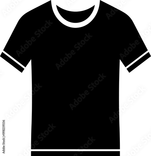 Simple black t shirt icon with white accents