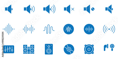Audio icon set. Editable line icons. Vector illustration.