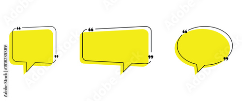 Quotation mark frames collection text boxes speech bubbles quote templates minimalist design elements Blank template design boxes for blog quotes symbols and messaging on transparent background.