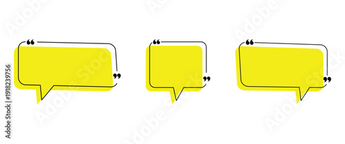 Simple Quotations box set for graphical speech bubbles or boxes to add decorative elements and  presentations, websites. Vector banner illustration.