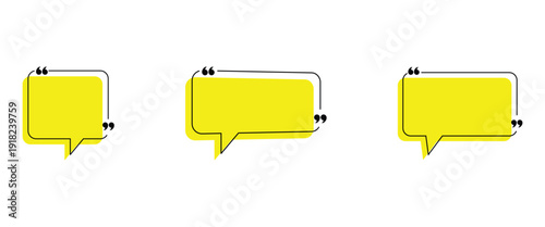 Hand drawn simple Quotations Frame and Text Template for  graphical speech bubbles or boxes to add decorative elements and  presentations, websites. Vector frame set on White Background.