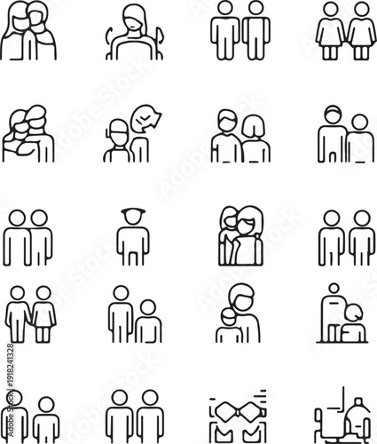 Collection of 20 black and white depicting various family and relationship scenarios