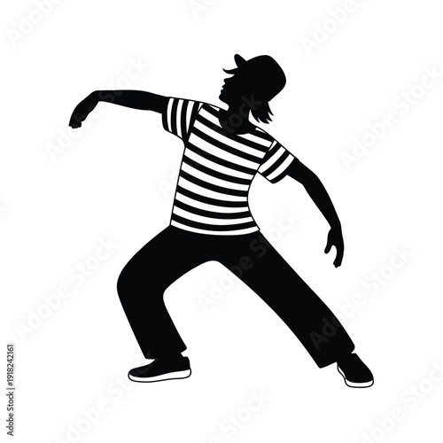 Silhouette of a person dancing with energy and youthful expression