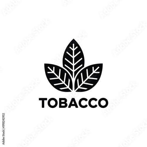 Black and white tobacco leaf logo with the word tobacco underneath