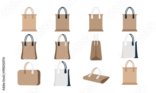 Shopping bag packaging icon collection retail design vector illustration, easily editable.
