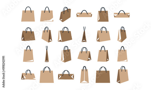 Blank retail shopping bag mockup product packaging vector illustration, easily editable.