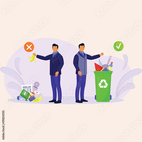 Understanding Waste Segregation A Visual Guide to Proper Disposal Versus Incorrect Dumping for Environmental Preservation and a Cleaner Planet