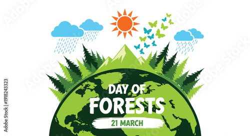 World day of forests illustration with earth and greenery