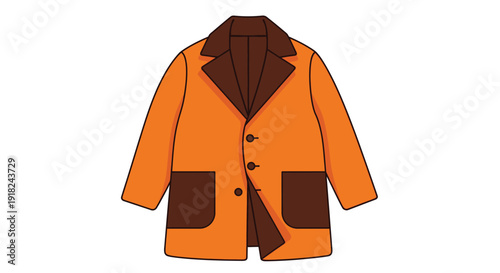 An orange jacket with brown pockets and collar on a white background.