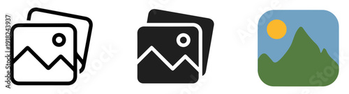 photo gallery image icon set