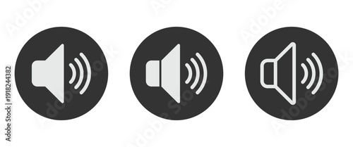 Black and white audio volume speaker for Media Players and Sound Control. Vector sign and symbol.