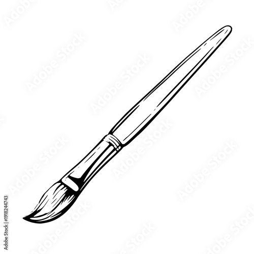Paintbrush with Bristles on White Background
