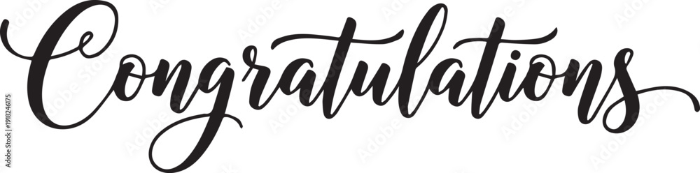 Fototapeta premium Elegant black cursive Congratulations text on Transparent Background, perfect for wedding, graduation, or achievement announcements.