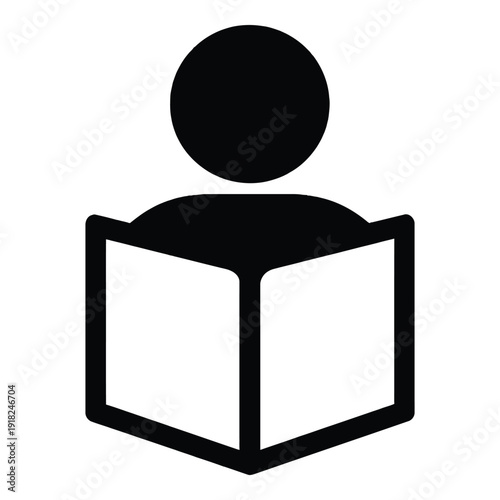 Simple Icon of Person Reading Open Book