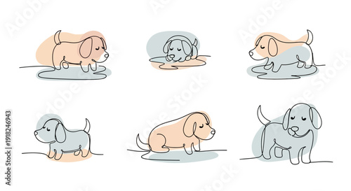 Collection of Cartoon Dogs in Various Poses.