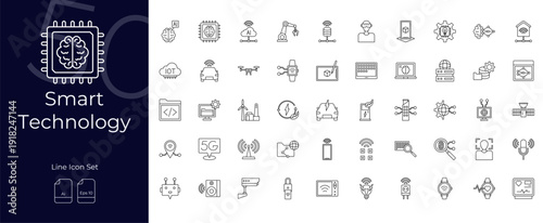 Smart Technology Line Editable Icons set