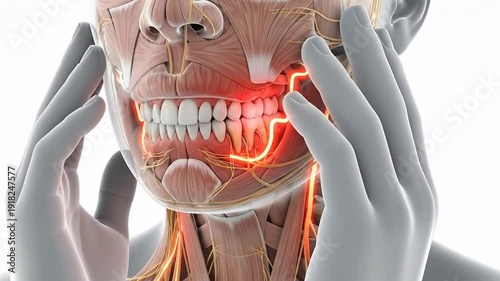 Medical illustration of jaw pain and dental discomfort