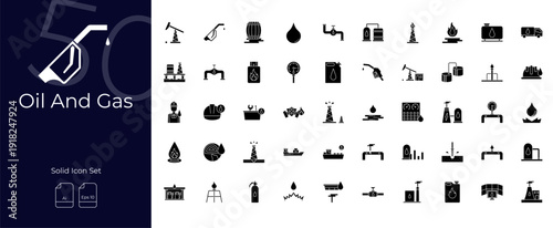 Oil And Gas Solid Editable Icons set