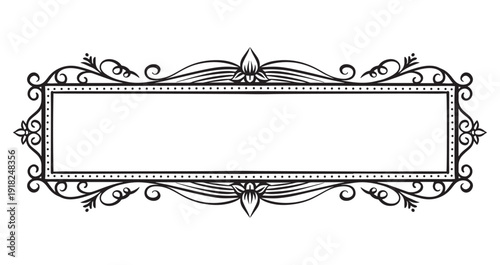 Decorative hand drawn frame in classical Barocco or renaissance style with swirls and leaves. Ornamental elements for borders. can be used as photo frame and for paintings. Wedding and invitation