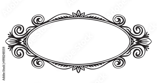 Decorative hand drawn frame in classical Barocco or renaissance style with swirls and leaves. Ornamental elements for borders. can be used as photo frame and for paintings. Wedding and invitation