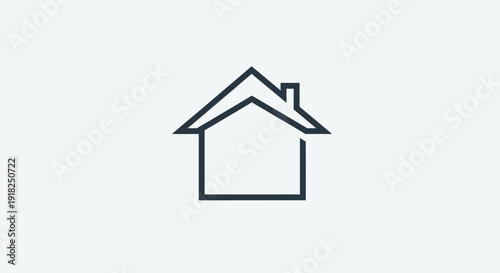 Simple Outline House Icon Symbol on Bright Studio Background