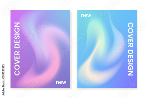 Set of 2 universal cover templates with abstract gradient design in soft pastel colors. For covers, posters, banners, flyers, presentations and other projects. Vector, for web and print.
