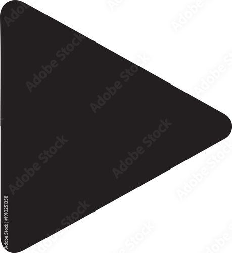 Black play button symbol on white background, design element for digital interface