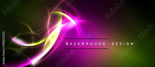 Abstract vibrant swirls, luminous curves, dark background. Modern design element, perfect for digital projects. Bright colors, dynamic composition.
